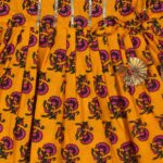 Cotton Blend Baby Girl's Jaipuri Print Frock Style Kurti With Frill Sleeves And Dhoti Style Salwar With Elastic Closure Ethnic Dress Clothing Set
