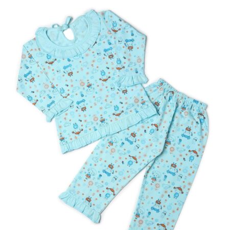 Cotton Printed Full Sleeve Night Suit for Kids, Sleepwear for Girl, Loungewear Cotton Blend Shirt & Pyjama Set, Sleepsuit for Kid, Nightdress for Girls, Night Dress for...