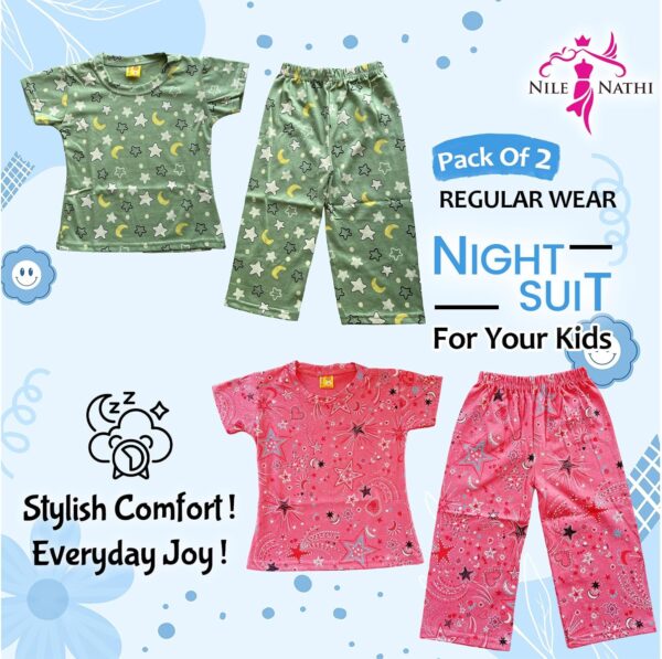 Cotton Printed Pyjama Set | Printed | Cotton | Night Suit | Nightwear | Sleepwear | Sleepwear Baby Products | Pajama Set | Full Cover Dress | 2-3 Years
