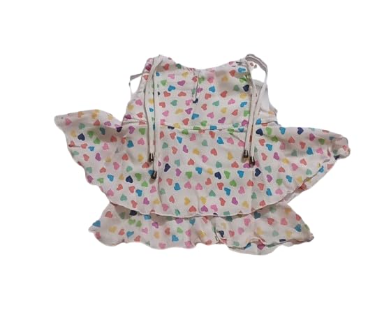 Two Piece Set White Frock and Pant with Vibrant Multicolor Print for kids Toddler Girls (1-2 Years)