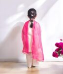 Kids Cotton Round Neck Elbow Sleeves Embroidered Regular Faux Mukaish Work Kurti with Sharara For Baby Girls - Off white