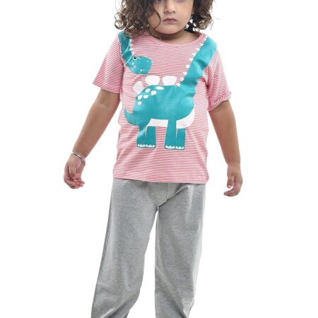 FUNKRAFTS Kids Print Half Sleeves All Day and Night Wear Dress Night Suit T-Shirt & Shorts for Girls