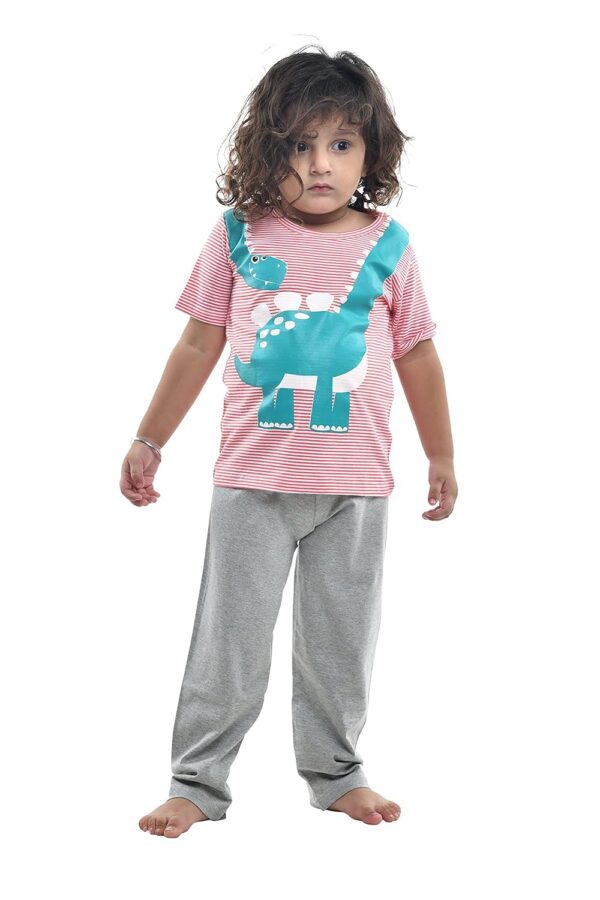 Kids Print Half Sleeves All Day and Night Wear Dress Night Suit T-Shirt & Shorts for Girls