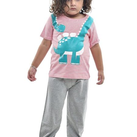 Kids Print Half Sleeves All Day and Night Wear Dress Night Suit T-Shirt & Shorts for Girls
