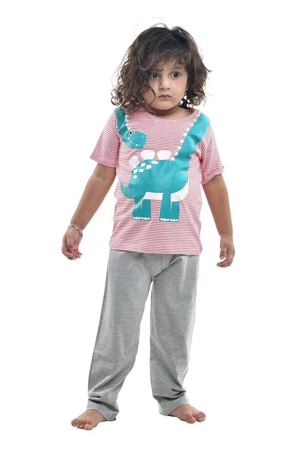 Kids Print Half Sleeves All Day and Night Wear Dress Night Suit T-Shirt & Shorts for Girls