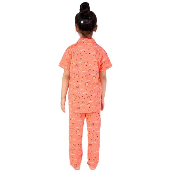 Girl Rainbow Orange Night Dress for Baby Girl Suitable for Night Sleepwear Pajama Suit Sets for Kids [ Orange] 1 Years to 2 Year
