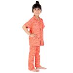 Girl Rainbow Orange Night Dress for Baby Girl Suitable for Night Sleepwear Pajama Suit Sets for Kids [ Orange] 1 Years to 2 Year