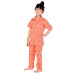 Girl Rainbow Orange Night Dress for Baby Girl Suitable for Night Sleepwear Pajama Suit Sets for Kids [ Orange] 1 Years to 2 Year