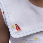 Girls Cotton Backyard Beach Frock - Sleeveless White Casual Summer Outfit with Puritan Collar, All-Over Print & Embroidery | Lightweight & Stylish for Everyday Wear