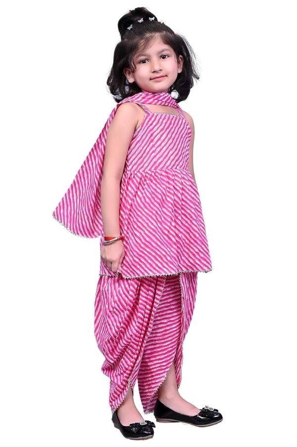 Girls Printed Pure Cotton With Dhoti Pants & Dupatta