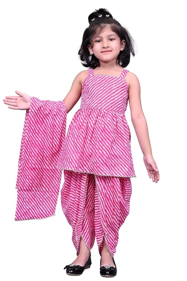 Girls Printed Pure Cotton With Dhoti Pants & Dupatta