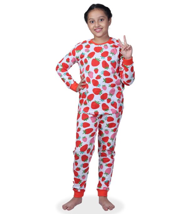 Girls Nightwear | Bottom Pyjama Tshirts | Breathable Fabric Pajama Sets | Cotton Night Dress Jogger | Trouser Full Sleeves Tshirt Night Suit for Kids|Pack 1
