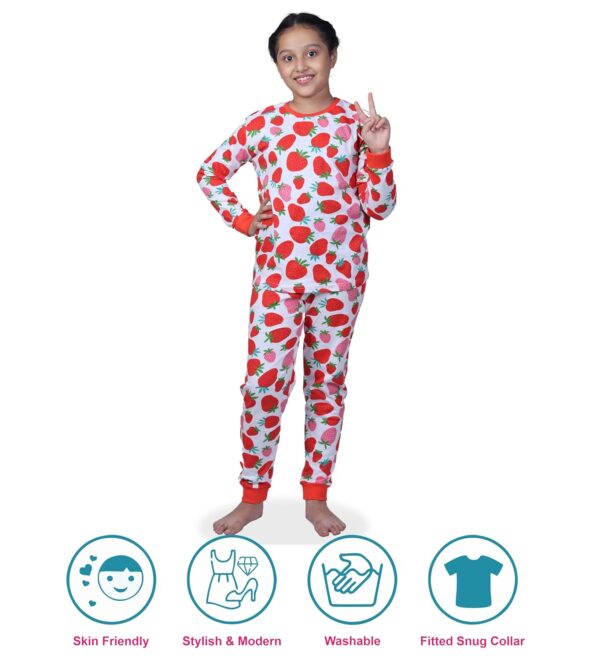 Girls Nightwear | Bottom Pyjama Tshirts | Breathable Fabric Pajama Sets | Cotton Night Dress Jogger | Trouser Full Sleeves Tshirt Night Suit for Kids|Pack 1