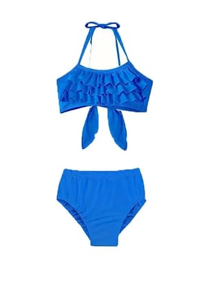 Girls Swimsuits Bikini Set, Kids Bathing Suit for Girls Ruffle Two Piece Girls' Swimwear with Strap