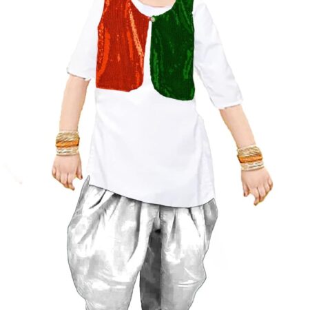 HIBA CREATIONS Tricolor dhoti kurta set with tricolor sequence jacket coat sadari