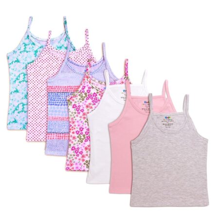 Strappy Cami | Baby Girls Cotton Slip Singlet Neck Slips Camisole | Regular Use Kid Vest | Girl Innerwear | Soft & Comfortable Camisole | Set of- 7