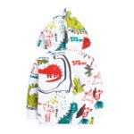Boys Cotton All-Over Print T-Shirt with Jacket and Pants Set in Green Color