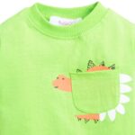Boys Cotton All-Over Print T-Shirt with Jacket and Pants Set in Green Color