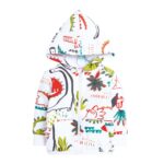 Boys Cotton All-Over Print T-Shirt with Jacket and Pants Set in Green Color