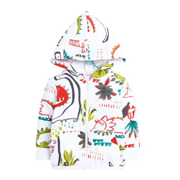 Boys Cotton All-Over Print T-Shirt with Jacket and Pants Set in Green Color