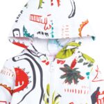Boys Cotton All-Over Print T-Shirt with Jacket and Pants Set in Green Color