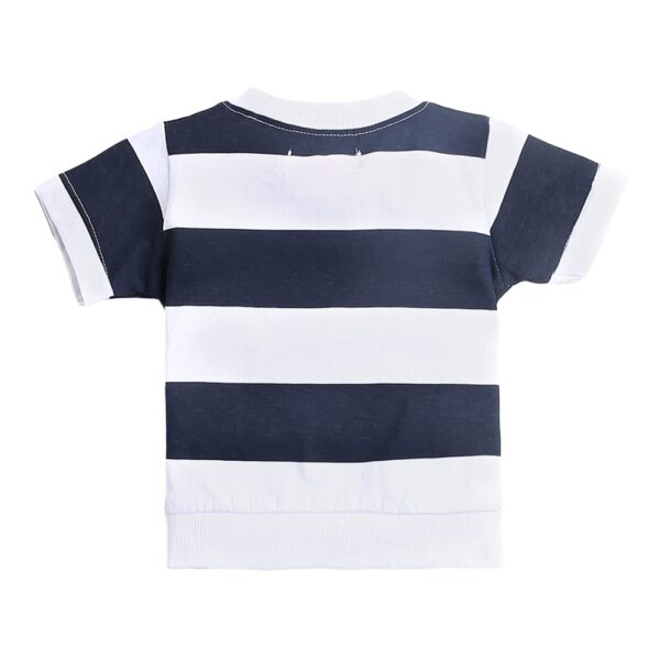 Boys Cotton Stripes Bear Print Half Sleeves T-shirt and Joggers Set In Multi Color