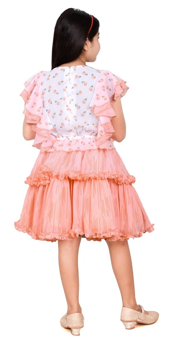 Kids Girl's Cotton Blend Top with Skirt (Peach,1-2 Years)