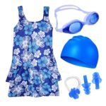 Wear Swimming Kit for Girls with 1 Swimming Costume | Swim Suit | Swimwear | Swimming Dress Goggles Cap Ear Plug Nose Clip (2-3 Yr, Pink)