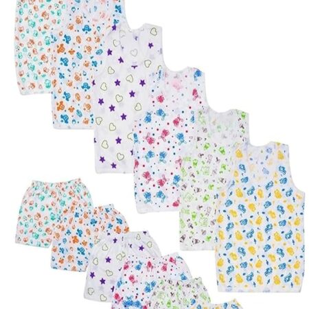 Baby Boy and Baby Girl's Summer Cartoon Print Sleevelees Soft Cotton Casual Vest