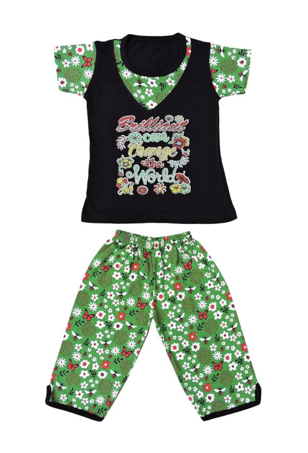 Girl's Cotton Printed Pyjama Set Combo Pack of 5