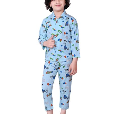 Kids Cotton Blend Night Suit Soft & Comfortable Sleepwear Set for Boys & Girls, Printed Pajamas