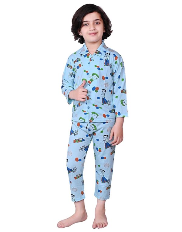 Kids Cotton Blend Night Suit Soft & Comfortable Sleepwear Set for Boys & Girls, Printed Pajamas