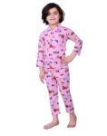 Kids Cotton Blend Night Suit Soft & Comfortable Sleepwear Set for Boys & Girls, Printed Pajamas
