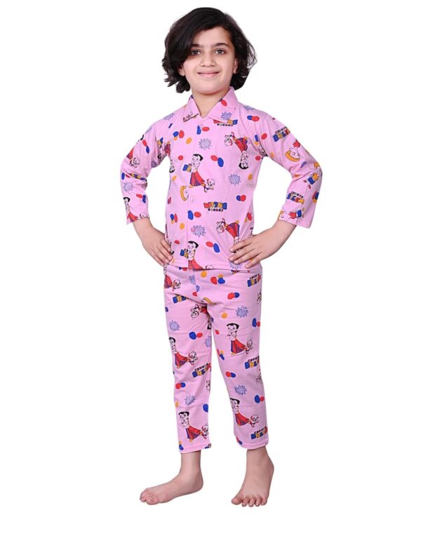 Kids Cotton Blend Night Suit Soft & Comfortable Sleepwear Set for Boys & Girls, Printed Pajamas