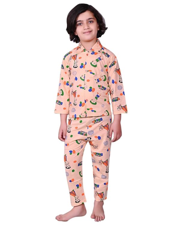 Kids Cotton Blend Night Suit Soft & Comfortable Sleepwear Set for Boys & Girls, Printed Pajamas