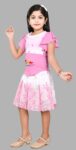Kids Girl's Cotton Blend Top with Skirt (Pink,1-2 Years)