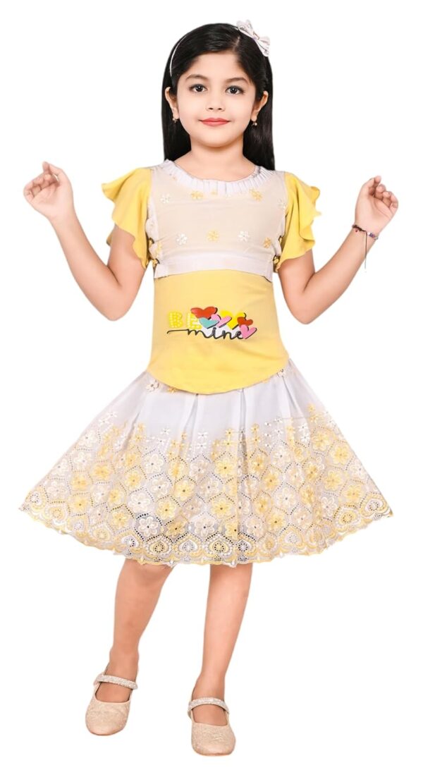 Kids Girl's Cotton Blend Top with Skirt (Pink,1-2 Years)