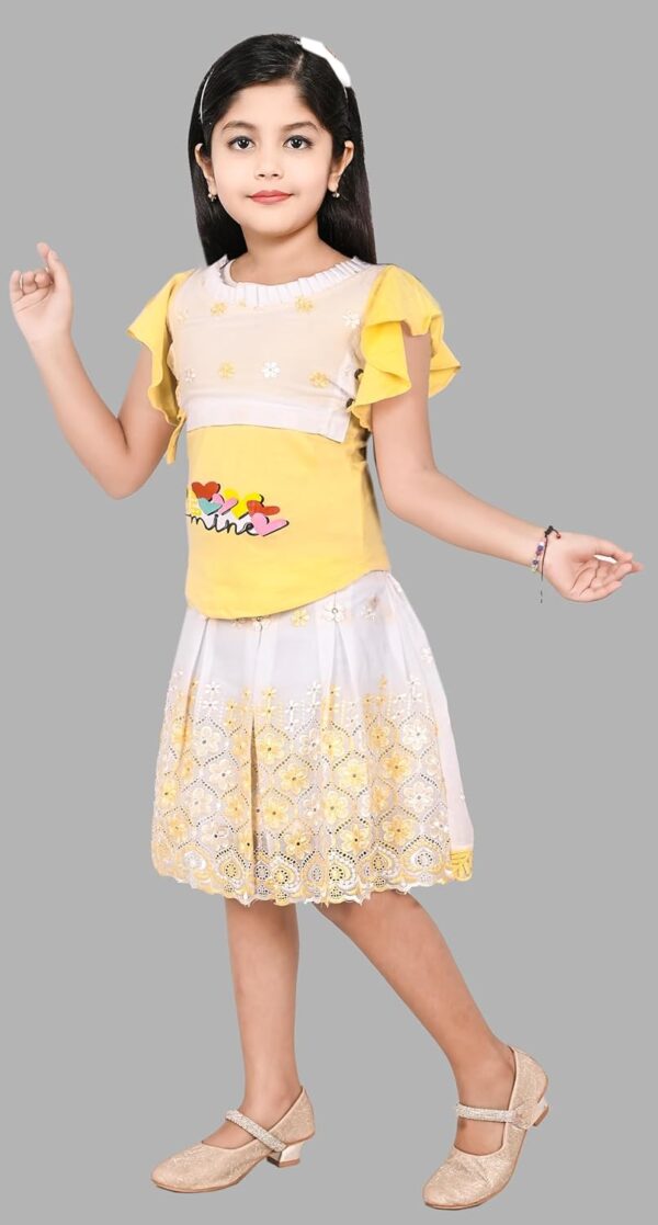 Kids Girl's Cotton Blend Top with Skirt (Pink,1-2 Years)