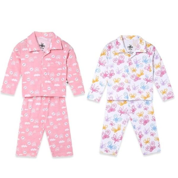 Kids Pajama Set Combo | Cotton |Night Suit | Sleepwear for Baby-Cutey Bunny & Spring Wings