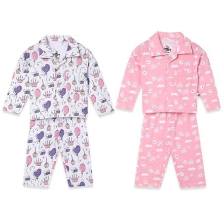 Kids Pajama Set Combo | Cotton |Night Suit | Sleepwear for Baby-On Clound Mine & Dreamy Unicorn