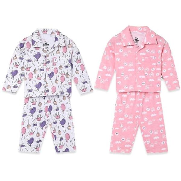 Kids Pajama Set Combo | Cotton |Night Suit | Sleepwear for Baby-On Clound Mine & Dreamy Unicorn