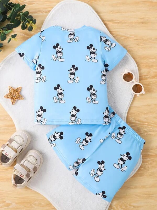 Kids Printed T-Shirt and Shorts Set, Light Blue, Summer Casual Wear | Girls Pyjamas Set