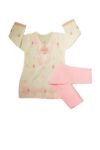Kids Pure Cotton Pink Floral Chikan Lucknowi Kurta Pajama Set for Girls