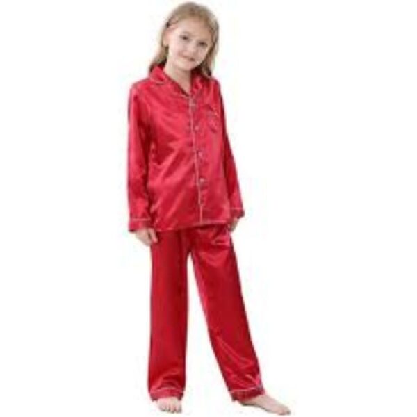 Kid's Pure Satin Full Sleeves Night Suit/Dress for Girls Full Pajama & Top Sleep Suit