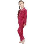 Kid's Pure Satin Full Sleeves Night Suit/Dress for Girls Full Pajama & Top Sleep Suit