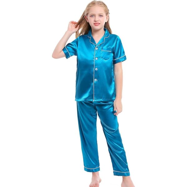 Kid's Pure Satin Full Sleeves Night Suit/Dress for Girls Full Pajama & Top Sleep Suit