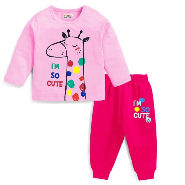 Baby Girl Regular Fit Cotton T-Shirts and Pyjamas Set