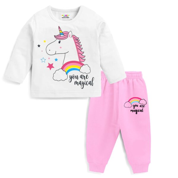 Baby Girl Regular Fit Cotton T-Shirts and Pyjamas Set