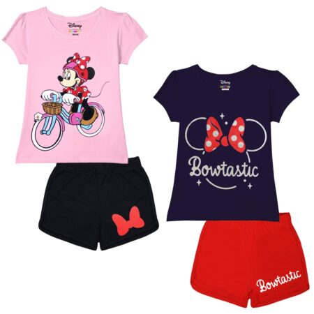 Kuchipoo Girls Regular Fit Cotton T-Shirts and Shorts (© Disney-NSUT-124, 12-18 Months, Multi-Colored)