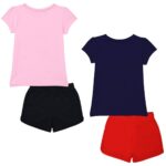 Girls Regular Fit Cotton T-Shirts and Shorts (12-18 Months, Multi-Colored)
